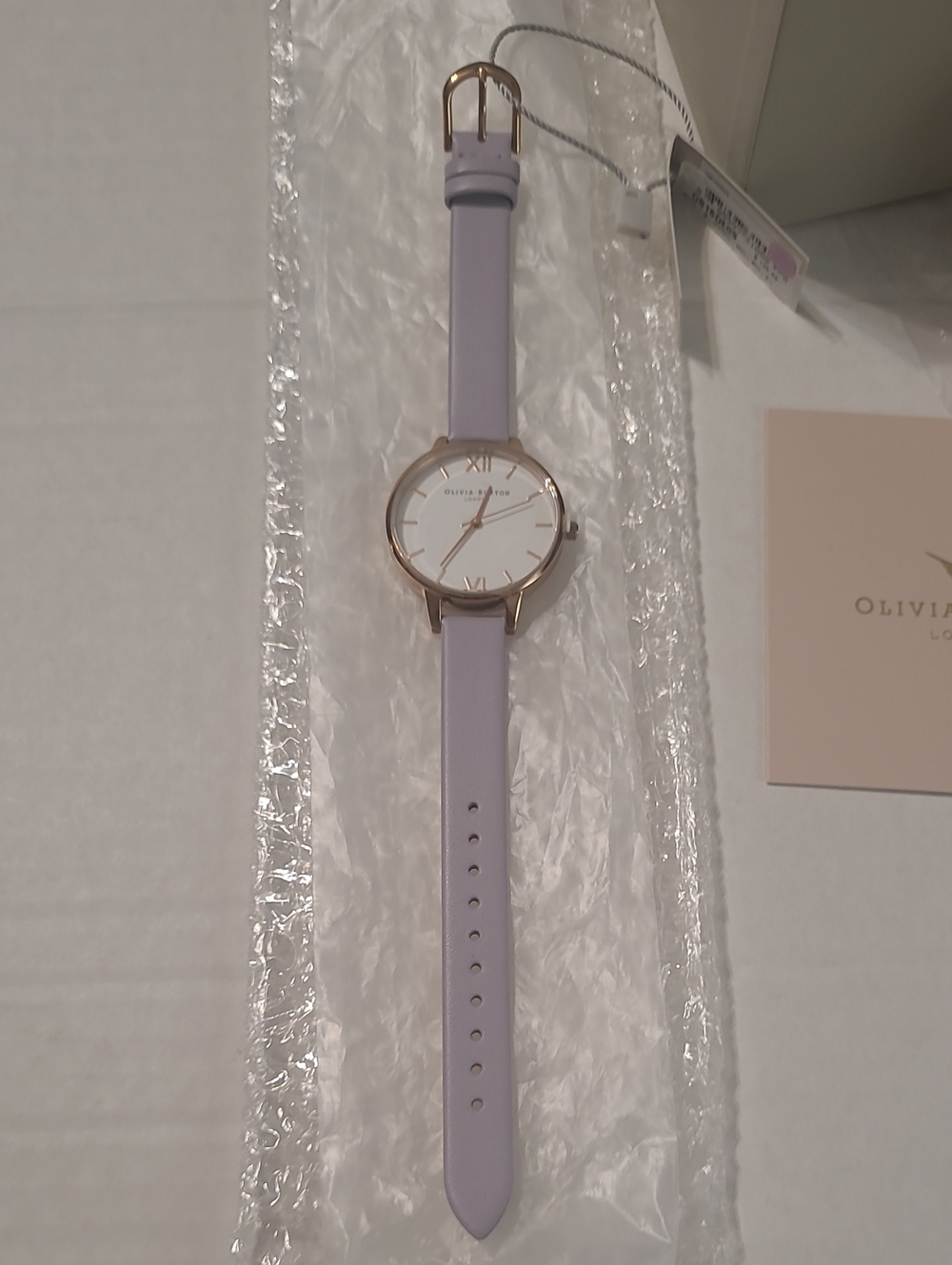 OLIVIA BURTON Lilac Leather Strap Watch with Rose Gold Case